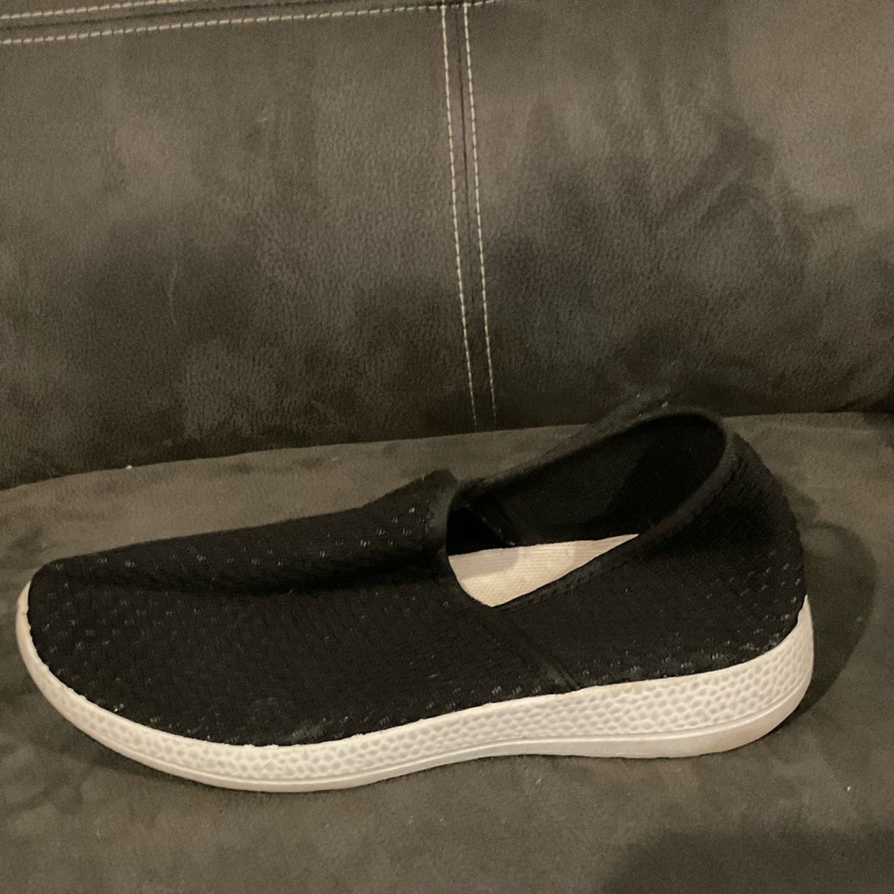 Black Slip-On Sneakers with White Sole